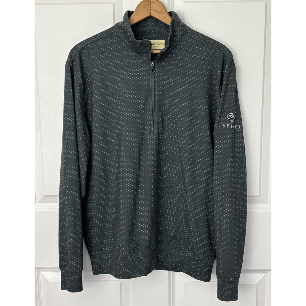 Donald Ross Sport Golf Pullover Gray Dot 1/4 Zip La Playa‎ Logo Size Small 0595